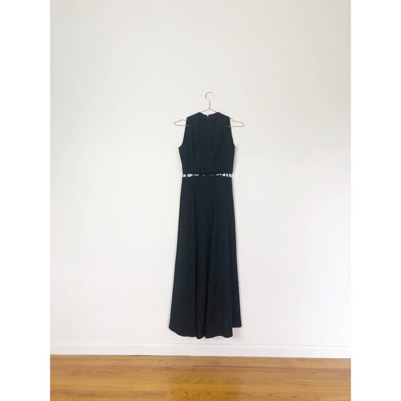 Vintage mod black dress cutout midriff | maxi dress | sleeveless party dress - Picture 8 of 10